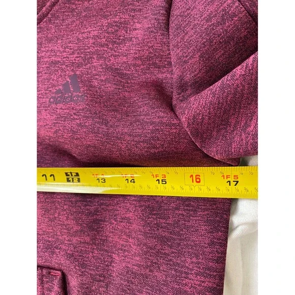 Adidas Hoodie Pullover Womens‎ Small Burgundy Heathered Fleece Thumbhole Sporty - Picture 12 of 12